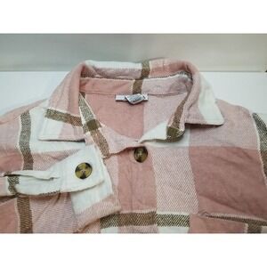 Just Polly Plaid Flannel Button Up Shirt Top Small Long‎ Sleeve Womens